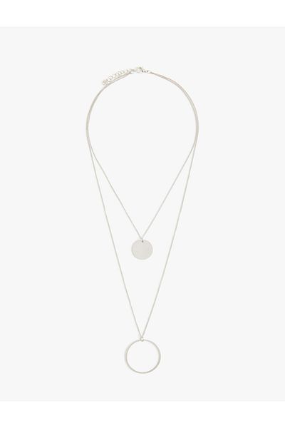 Koton Layered Chain Necklace with Plate Charm Detail