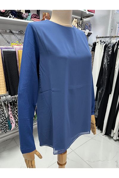 Zeynep Butik Туника от шифон и пениран памук Efraze - дълъг ръкав, 71 см 4433 1632