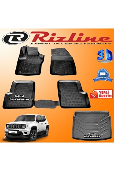 Rizline Jeep Renegade 3d Paspas + 3d Bagaj Havuzu 2015-2020 Arası Siyah Set