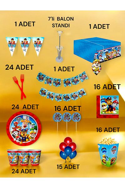 VibeHome 24 Person Paw Patrol Themed 2XL Pack - Birthday Party & Fun Events