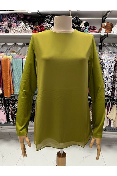Zeynep Butik Туника от шифон и пениран памук Efraze - дълъг ръкав, 71 см 4433 1632