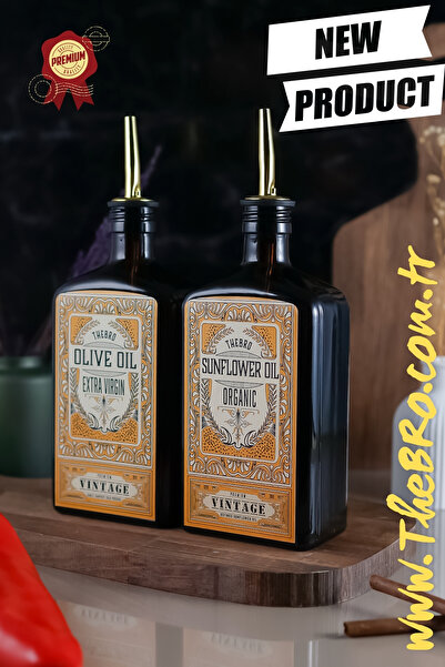 TheBRo 500ml Amber Renkli New Premium Vintage Zeytinyağı Şişesi Ve Ayçiçek Ya...