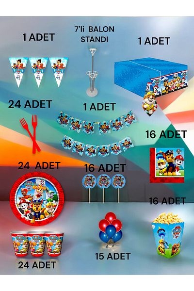 VibeHome 24 Person Paw Patrol Themed 2XL Pack - Birthday Party & Fun Events