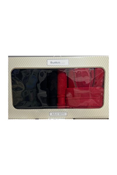 Özdilek Μοντέρνο Οικογενειακό Σετ Μπουρνούζι - Κόκκινο Μαύρο