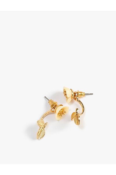Koton Earrings with Flower and Leaf Detail