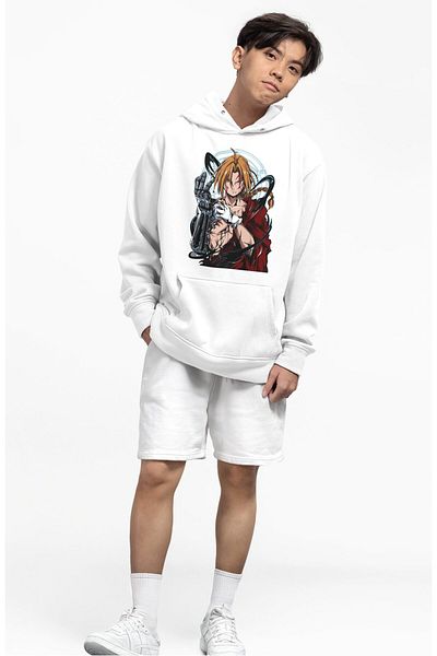 Fuddy Moda Φούτερ Fullmetal Alchemist Edward Printed Unisex - Φούτερ με κουκούλα μεγάλου μεγέθους