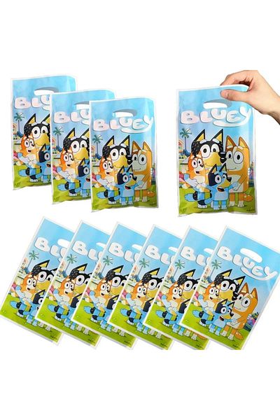 Choice 10pc-c 10pcs New Bluey Theme Party Favor Bags - Disposable Candy Bags, Perfect For Birthday Celebrat