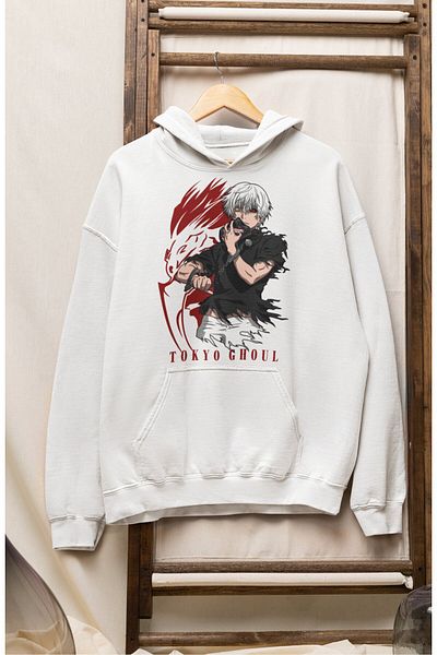 Fuddy Moda Φούτερ με κουκούλα Tokyo Ghoul Unisex - Kaneki Ken Printed, Oversize Anime Hoodie με θέμα