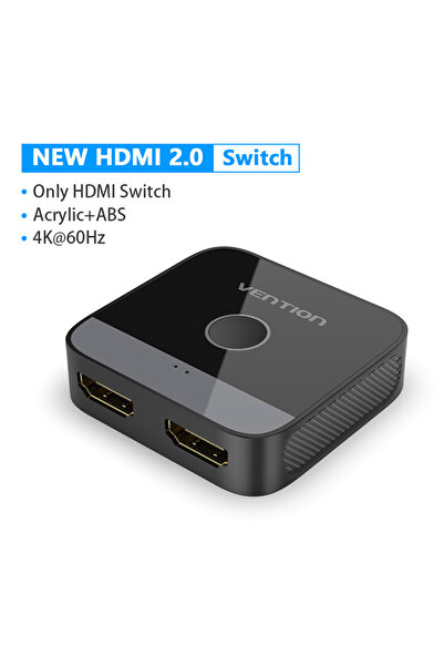 Choice محول HDMI 2.0 4K أسود من Vention HDMI Switcher 4K 60Hz ثنائي الاتجاه 2...