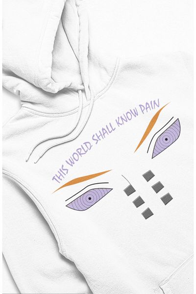 Fuddy Moda Унисекс суичър с качулка и принт "This World Shall Know Pain" с голям размер и принт "Наруто Аниме"