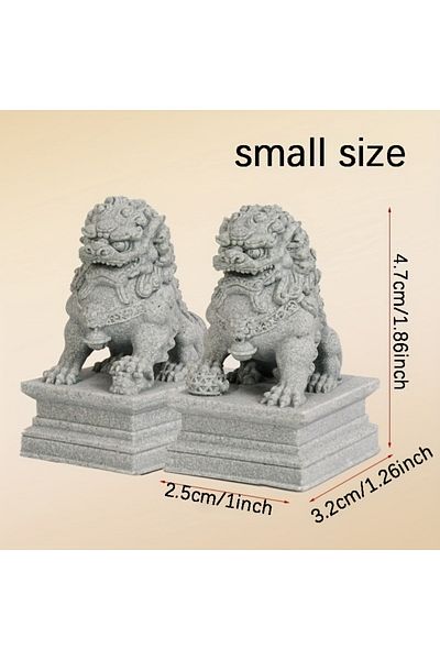 Choice Small Size (2PCS) Fu Foo Dogs Pair Guardian Lion Statues Chinese Feng Shui Decorative Figurines Home