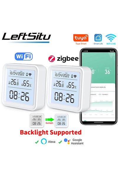 Choice Wifi Version Tuya Zigbee Wifi Temperature Humidity Sensor Hygrometer Thermometer Detector Smart Life