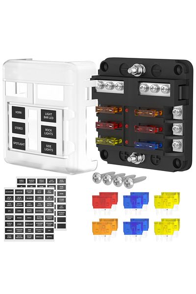 Daiertek 6 Way 12v Fuse Block 6 Way With Led Indicator Light 12 Volt Fuse Box Ato/atc Marine Fuse Panel Water