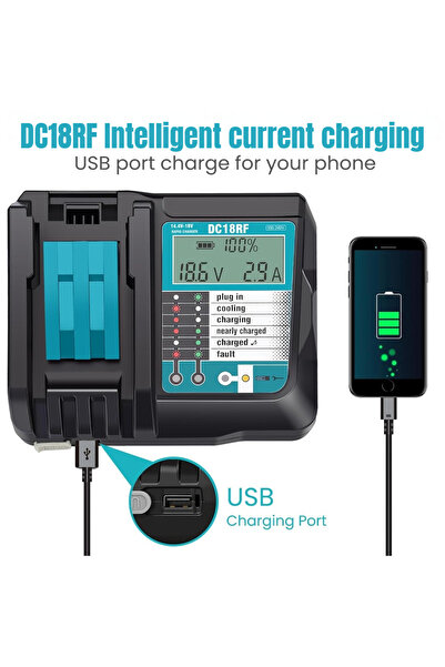 Choice شاحن ليثيوم أيون فائق السرعة DC18RF أمريكي لبطارية ماكيتا الليثيوم 14....