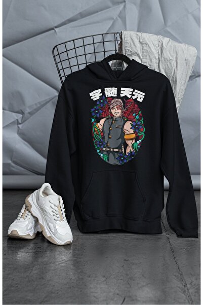 Fuddy Moda Hanorac cu glugă supradimensionat unisex cu tematică anime Demon S...