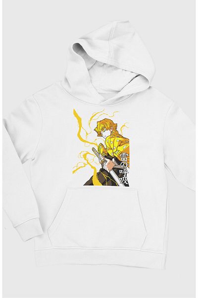 Fuddy Moda Demon Slayer Zenitsu με στάμπα Unisex Oversize Hoodie με κουκούλα