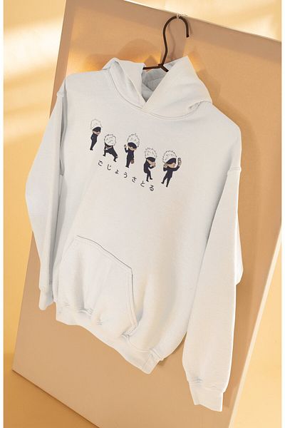 Fuddy Moda Hanorac cu glugă supradimensionat unisex cu model Jujutsu Kaisen Gojo Chibi