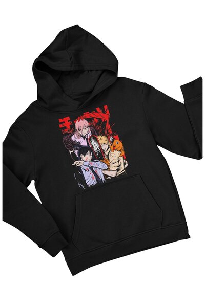 Fuddy Moda Унісекс-худі з капюшоном і принтом персонажів Chainsaw Man, оверса...