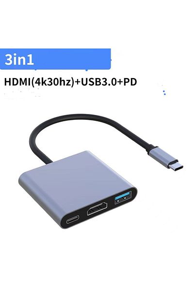 DUTRIEUX Gray 4k 1 Pcs 4k Type C To Hdmi-compatible Adapter Usb3.1/3.0 Hub Type C Charging Converter For Sams
