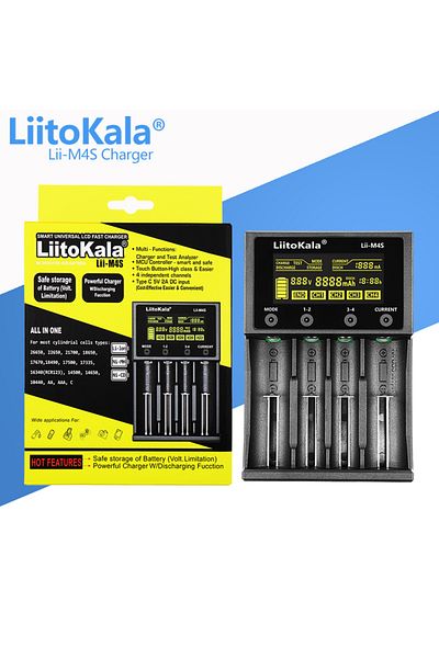 liitokala Lii-M4S Lii-M4S +U1 18650 Smart Charger LCD Display for 26650 21700 32650 18500 20700 2170