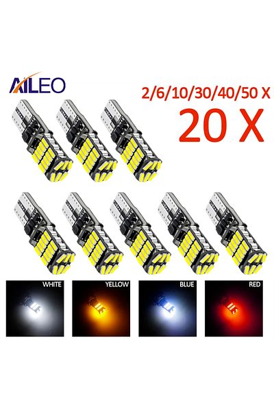 Choice 10 قطع بيضاء 2/6/10/20/30 قطعة T10 W5w Led Canbus 168 194 أضواء السيارة 6000 كلفن بدون خطأ 26smd للكشف عن السيارة