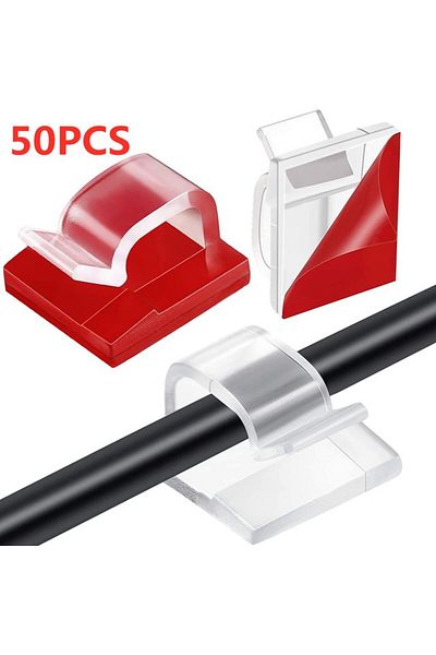 Choice 50 قطعة من منظم الكابلات الشفاف 50 قطعة من مشابك إدارة الكابلات وحامل الأسلاك وشاحن USB