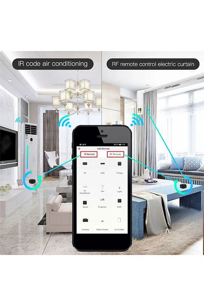 Choice جهاز تحكم عن بعد بالأشعة تحت الحمراء وRF433 من Tuya Smart للمنزل الذكي يعمل بتقنية واي فاي وRF للتحكم بالأشعة تحت الحمراء لمكيف الهواء