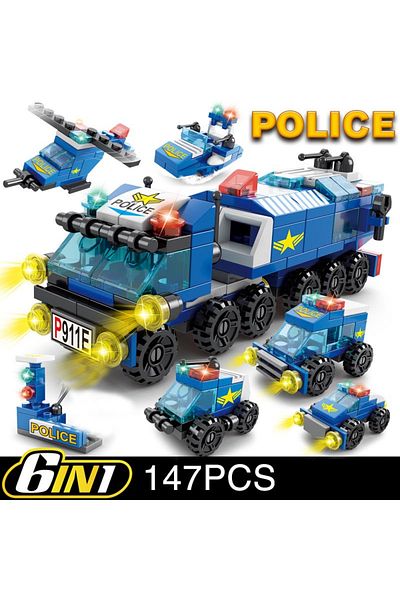 Choice Opp Bag 147pcs 6in1 New Police Sports Car Fire Engineering Engine Mini Loader Truck Classic Model Bu