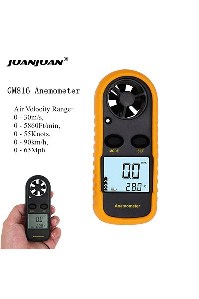 JUANJUAN 1pc Digital Anemometer 0-30m/s Wind Speed Meter Mini Air Velocity Airflow -10°c ~ 45°c Temperature T
