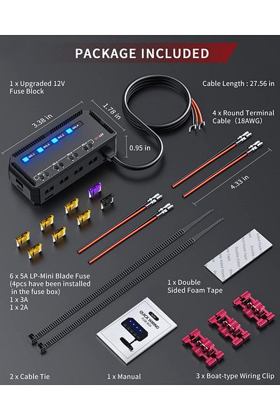 Choice Anchtek 12V Motorcycle Fuse Box Universal Automotive Fuse Block with 4 Circuits Low Profile Mini ...