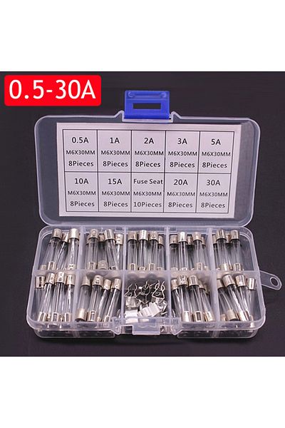 EAFC 72pcs 100/72pcs Car Fast-blow Glass Fuses Car Glass Tube Fuses 0.2-20a 0.5-30a Assorted Kit For Car