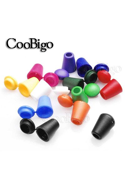 Choice Mixed Colors Send 50pcs Colorful Plastic Cord Ends Bell Stopper With Lid Lock Toggle Clip Paracord C
