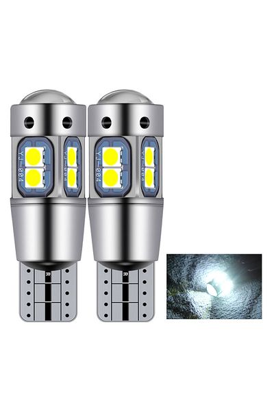 Choice قطعتان أبيضتان من مصباح LED خلفي T10 W5w 168 192 فائق السطوع أبيض 3030 10smd 12 فولت مصباح LED للسيارة
