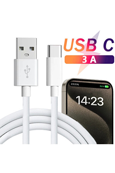 Choice كابلات الهاتف المحمول USB Type C باللون الأبيض بطول 2 متر وكابل شحن سريع 3 أمبير وكابل محول USB لهاتف Samsung Huawei X