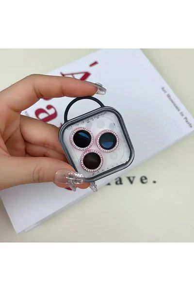 Choice 14pro 14proMax(3pcs Pink 2-3Pcs Glitter Diamond Camera Len Protector For IPhone 16 13 14 15 Pro Max