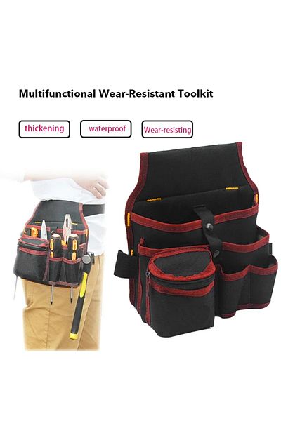 Choice Black Red Multifunctional Tool Storage Bag Pouch Belt Electrician Toolkit Drill Waist Bag Wrench Scr