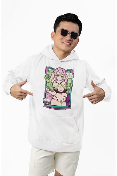 Fuddy Moda Φούτερ με κουκούλα Kimetsu no Yaiba Unisex Mitsuri Kanroji, Υπερμεγέθη Wiki Anime Hoodie