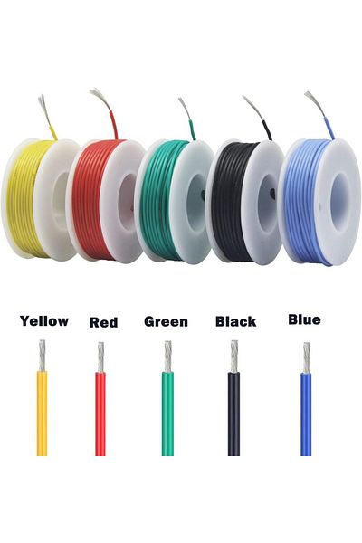 Choice 22awg 5x10m Silicone Wire 16-30awg 5 Colors Diy Wire Silicone Tinned Copper Electronic Wire, 5-20 Me