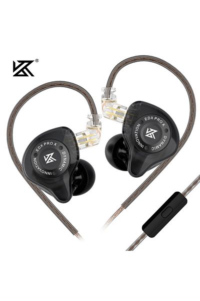 KZ Edxpro X Black Mic Edx Pro X In Ear Dynamic Drive Earphone Hifi Bass Music Earbud Sport Noise Can