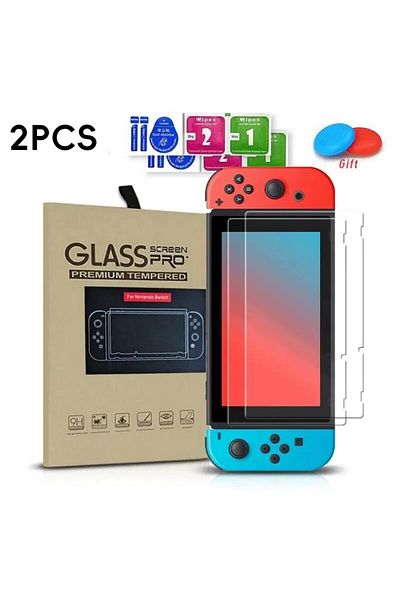 Choice واقي شاشة زجاجي مقوى عالي الدقة لجهاز Nintendo Switch، قطعتان، متوافق مع جهاز Nintendo Switch Cle