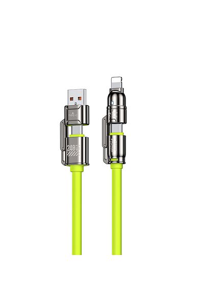 Choice 1.2m Green 4-in-1 Kirsite Cable 240w Super Fast Charging Multiple Functions For Iphone8-16 Promax Ip