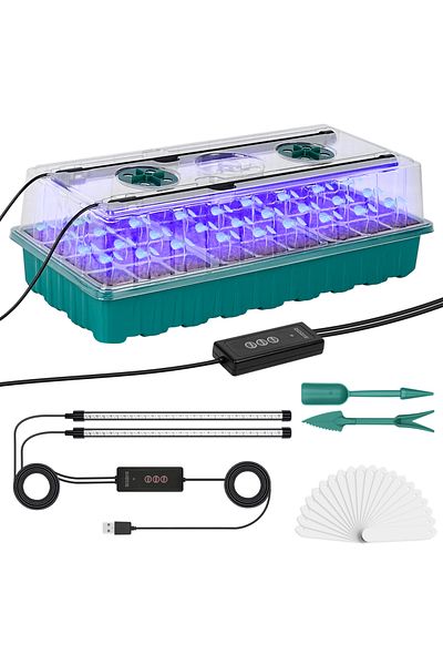 Choice 36cell Seedling Tray Indoor Plant Starting Kit With 36-cell Seedling Tray, Grow Light, Humidity Dome