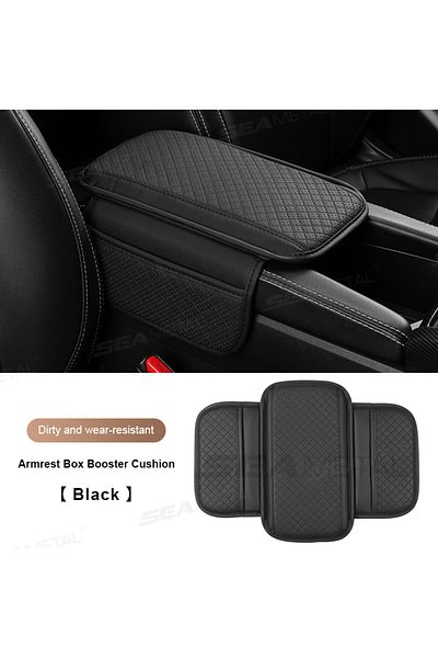 Choice Black Blalion Leather Car Armrest Box Pad Memory Foam Center Console Arm Rest Protector Cover With S
