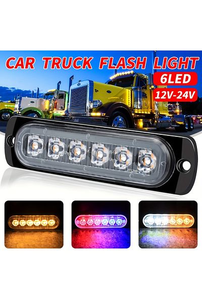 Choice مصباح تحذيري LED أحمر 1x شاحنة 12 فولت 24 فولت 6 مصابيح LED وامضة وشبكة وامضة وشريط إضاءة وامض ومصباح منارة للسيارة A