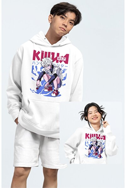 Fuddy Moda Унісекс Світшот з капюшоном і написом Killua, оверсайз худі з прин...