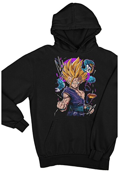 Fuddy Moda Unisex majica sa kapuljačom sa printom Son Gohana Vers2, prevelika...