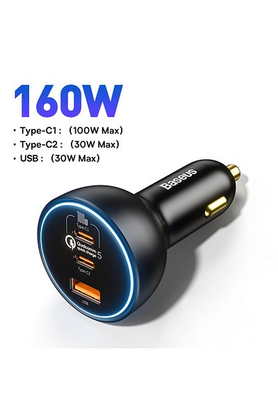Baseus 160w Car Charger Without Cable Qc 5.0 Fast Quick Charging Pps Pd3.0 Usb Type C