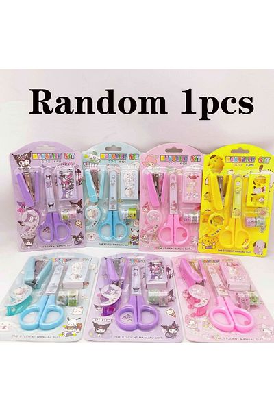 Choice Randomly 1 Pcs Cartoon Stationery Set Kuromi Kitty Stapler Tape Combination School Student Supplies