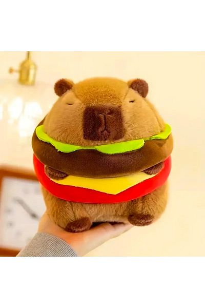 Choice 20-25cm Hotpink Capybara Plush Toy In The Shape Of A 20cm 7.87inch Hamburger, Capibara Plush Toy In