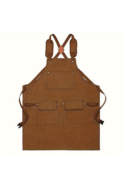 Choice مريلة صيفية مقاومة للماء مصنوعة من قماش قطني سميك عالي الجودة باللون البني مناسبة للمطاعم والمطبخ والمنزل